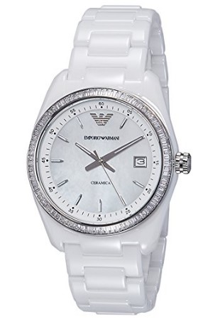 Emporio Armani Women's AR1497 Ceramica Analog Display Analog Quartz White Watch.