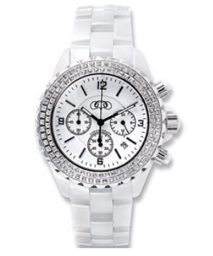 Ceramic Couture Ladies White Watch With CZ.