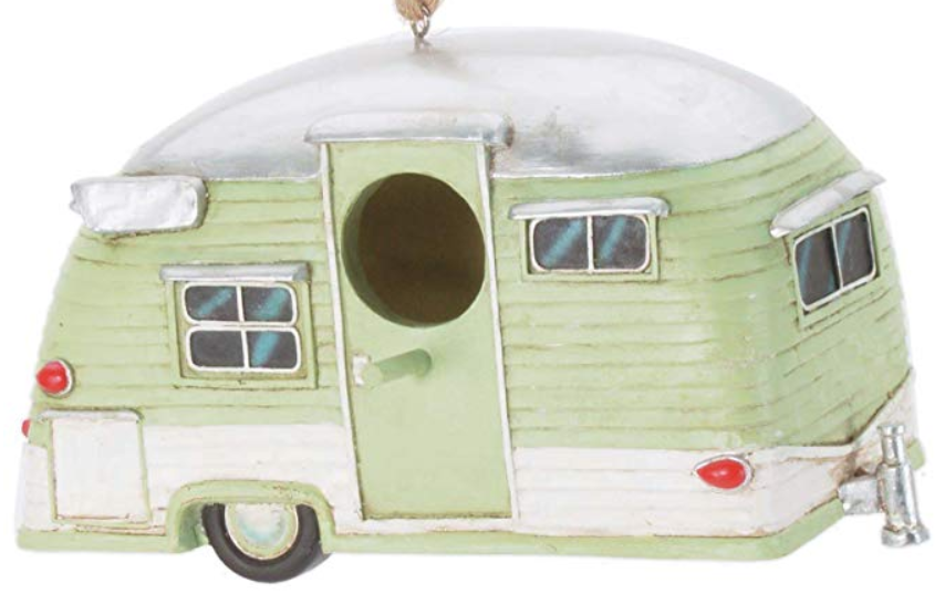 Spoontiques light green bird house trailer, offered at Amazon.