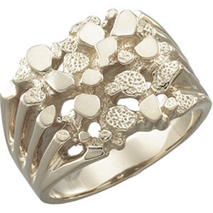 10k White Gold Nugget Ring, Sizes 5 to 19.