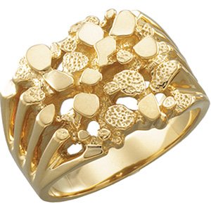 10k Yellow Gold Nugget Ring, Size 5 to 19.