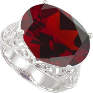 14.30 Carat Mozambique Garnet and Sterling Silver Filigree Ring.