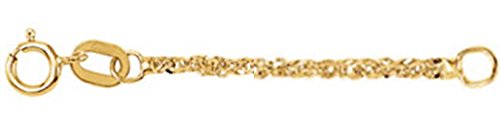 1.25mm 14k Yellow-Gold or White-Gold Sparkling Singapore Chain Necklace Extender and Safety Chain, 2.25".
