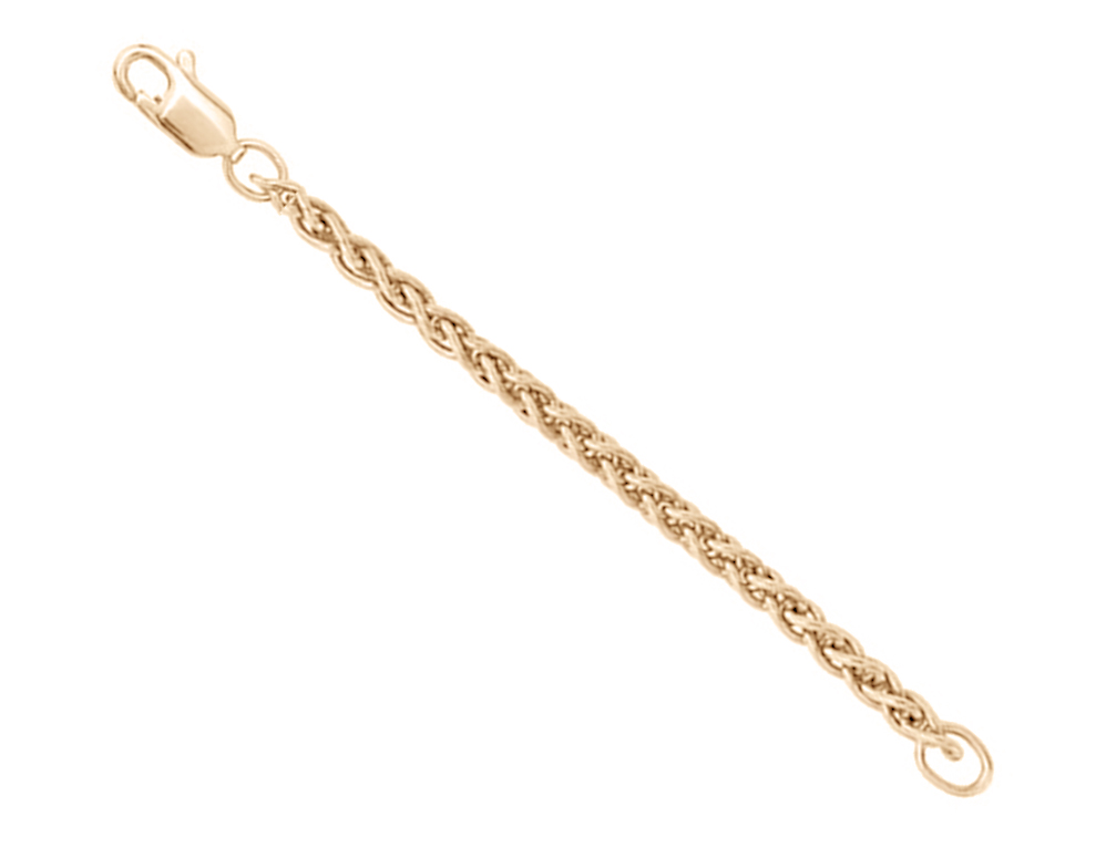 2.4mm 14k Wheat Chain Extender or Safety Chain, in 2.25" and 3" in Lengths.