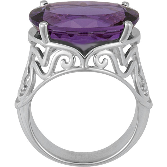 Amethyst 11.15 Ct February Birthstone Sterling Silver Filigree Ring.