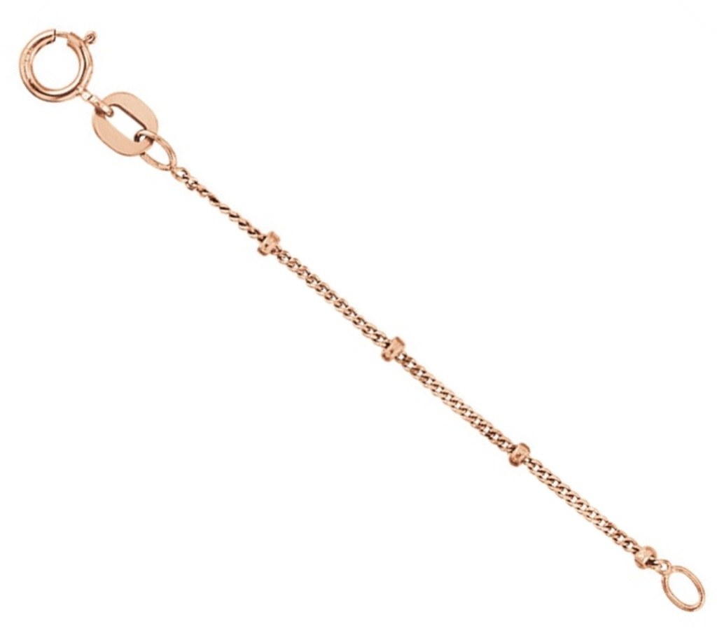 14K Rose Gold Beaded Curb Chain Necklace Extender Safety Chain