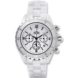 Men's White Chrono with Sapphire Crystals Ceramic Couture Watch.