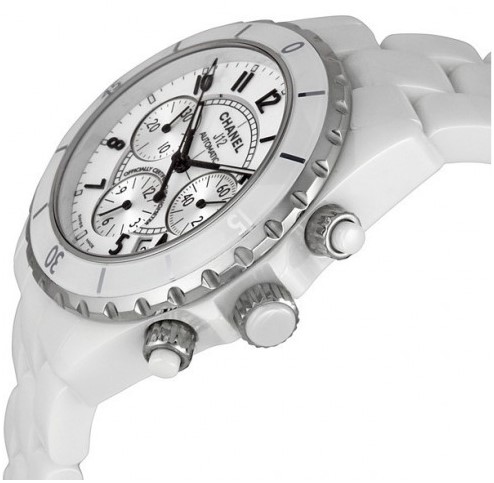 H1007 J12 Chanel Ceramic White Chronograph Dial Womens Automatic Watch.