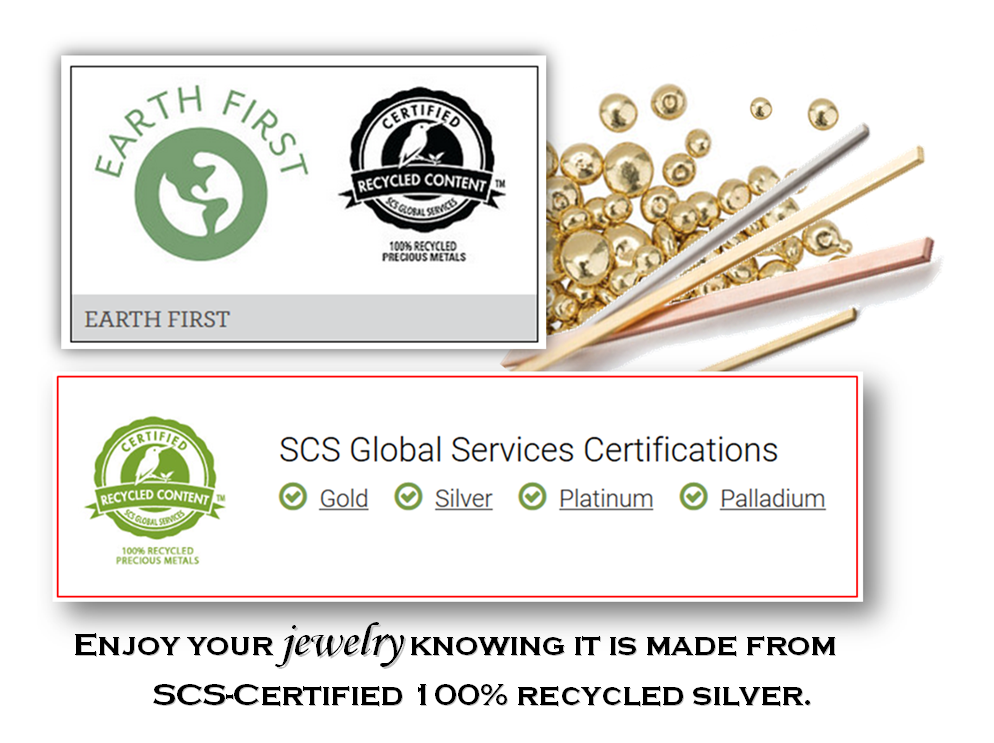 The beautiful sterling silver jewelry is earth friendly, as the silver used to craft these is 100 percent recycled karats.