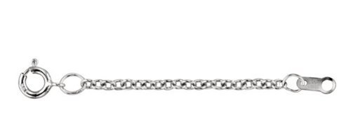 1.5mm Solid Cable Chain Necklace Extender or Safety Chain, 2.25" offered in Sterling-Silver, Platinum, White-Gold and Yellow-Gold.