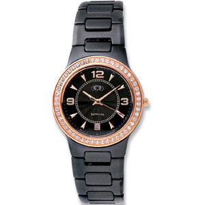 Men’s Rose Gold Immersion Plated Ceramic Couture™ Watch with CZ’s.