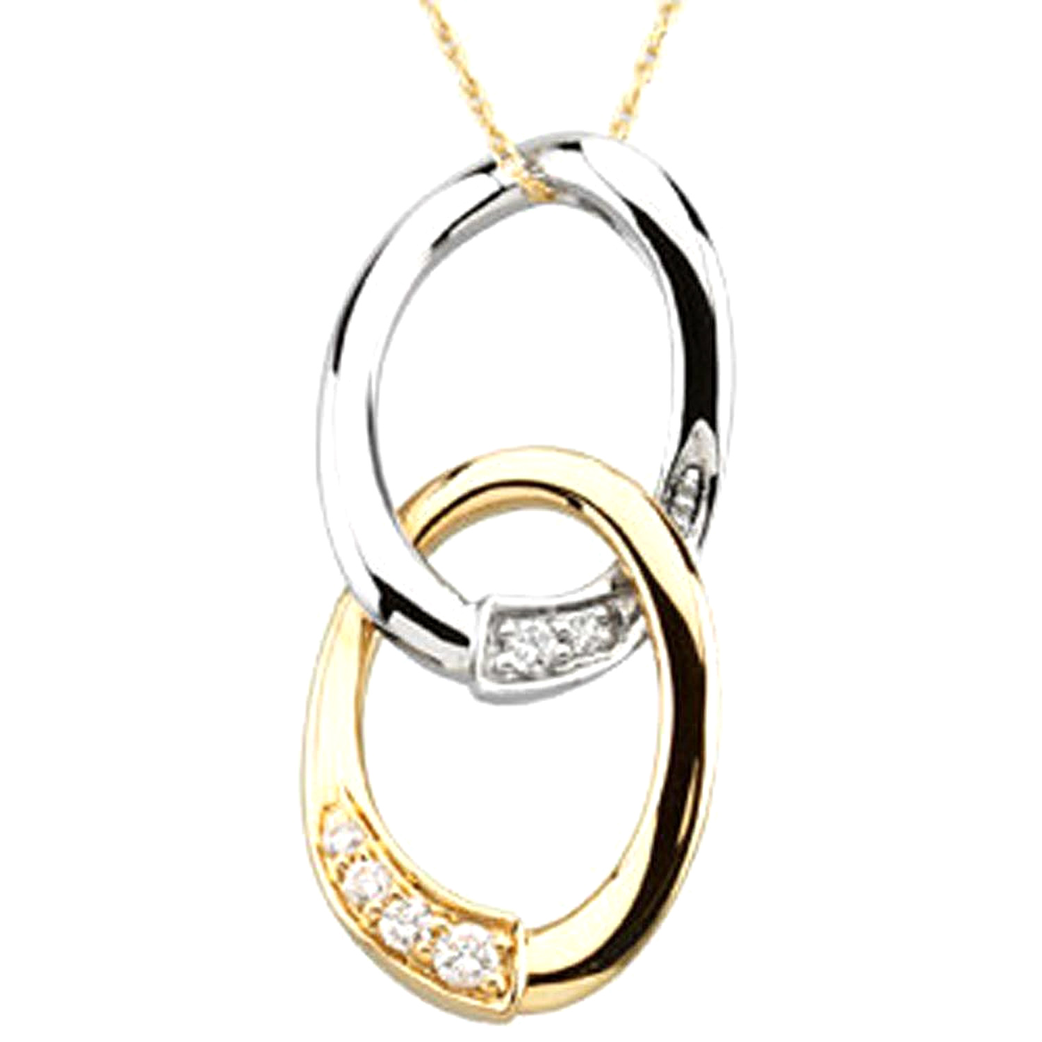 Diamond Two-Circle 14k Yellow and White Gold 'Journey of Marriage' Necklace, 18".