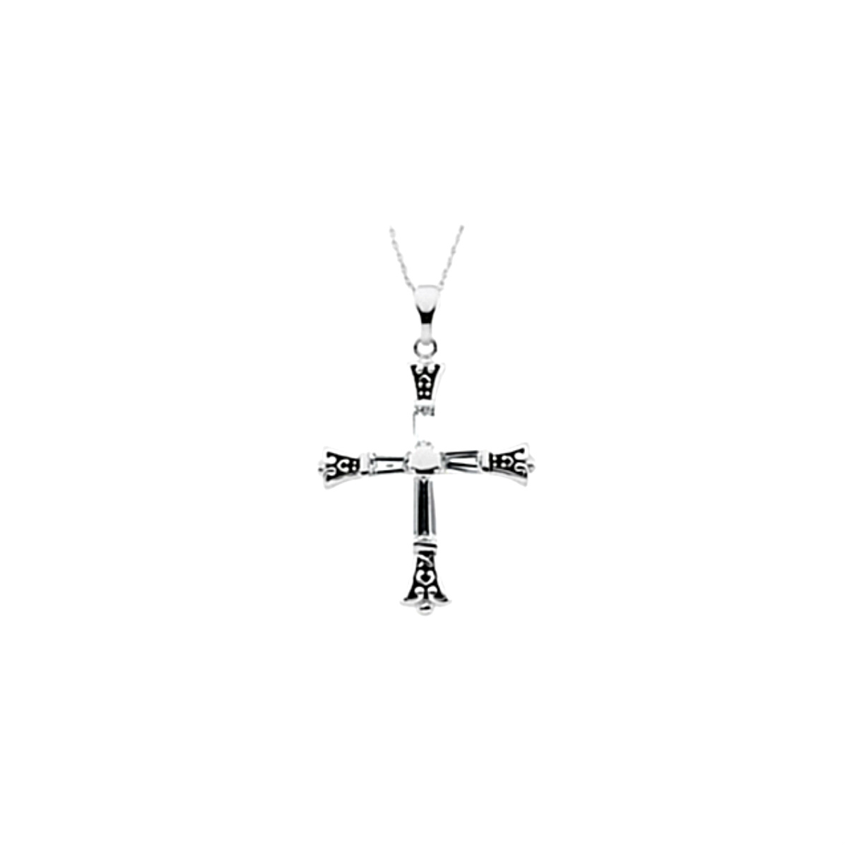 Forgiven Cross Pendant Rhodium Plate Sterling Silver Necklace.