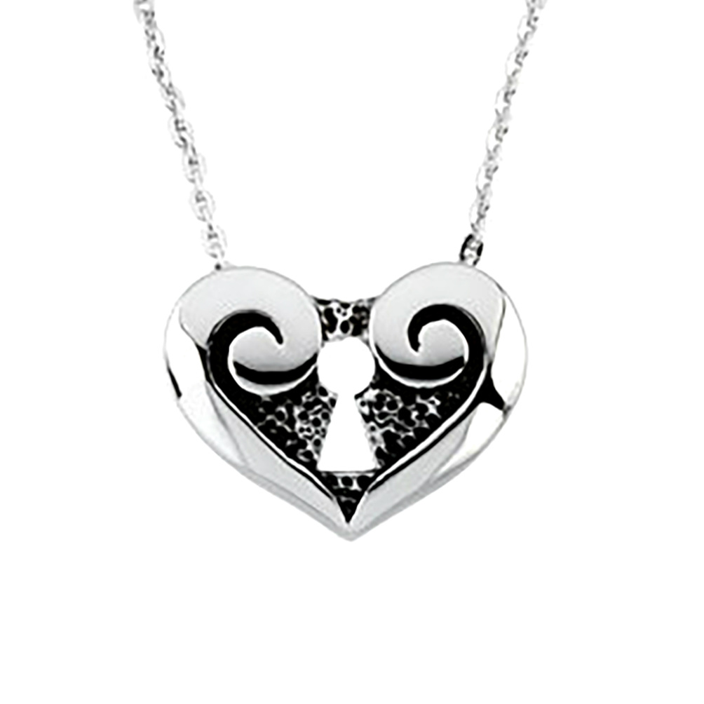 'The Covenant' Daughter's Heart Rhodium Plate Sterling Silver Necklace, 18.