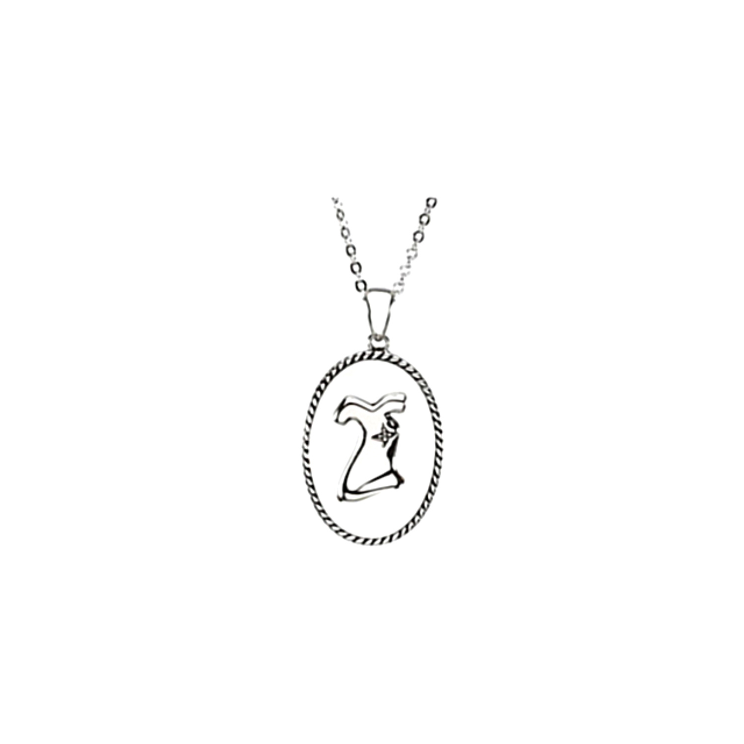 Diamond 'Enjoy Life' Rhodium Plate Sterling Silver Oval Pendant Necklace. 