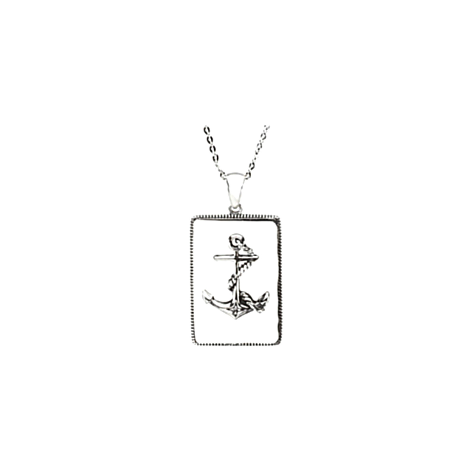 Diamond 'Cancer Courage' Rhodium Plate Sterling Silver Anchor Pendant Necklace. 