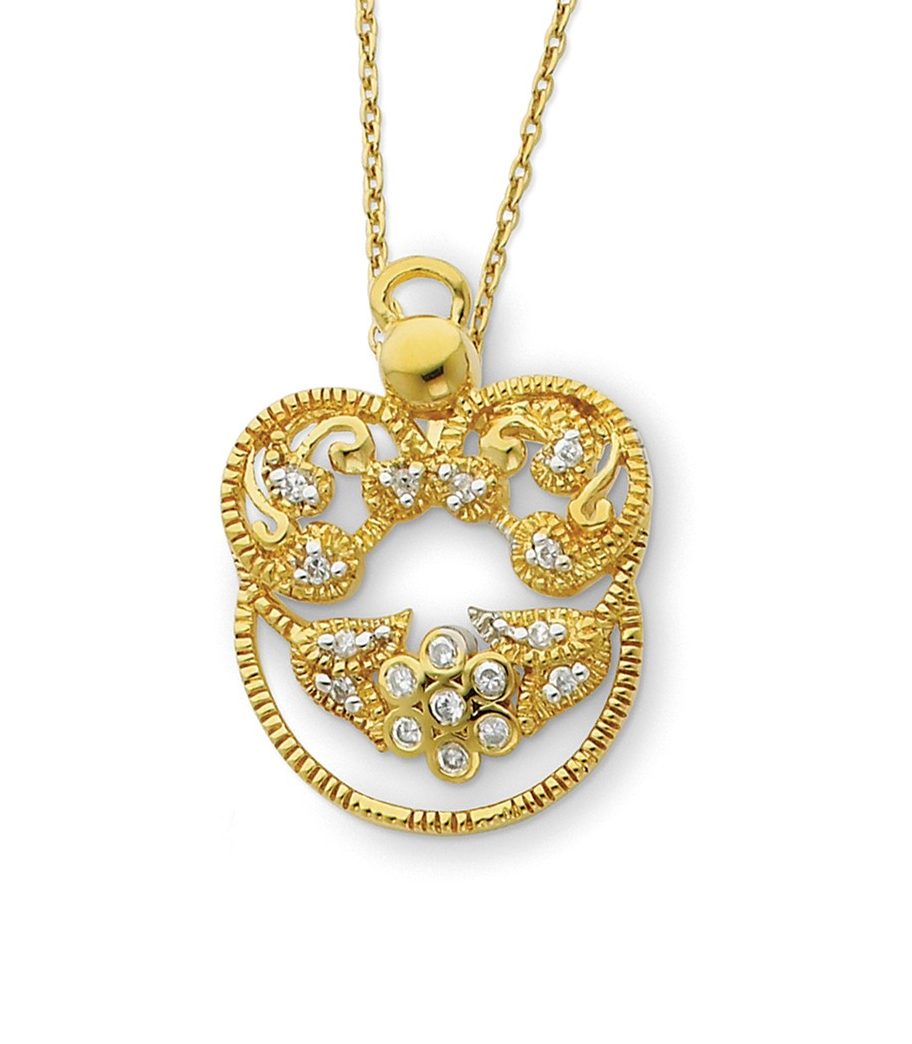 'Angel of Grace' CZ Pendant Necklace, Sterling Silver and Gold-Plated.