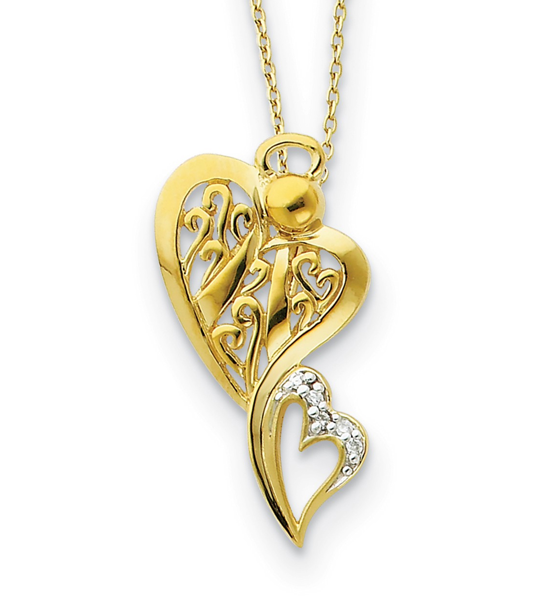'Angel of Protection' CZ Pendant Necklace, Sterling Silver and Gold-Plated.