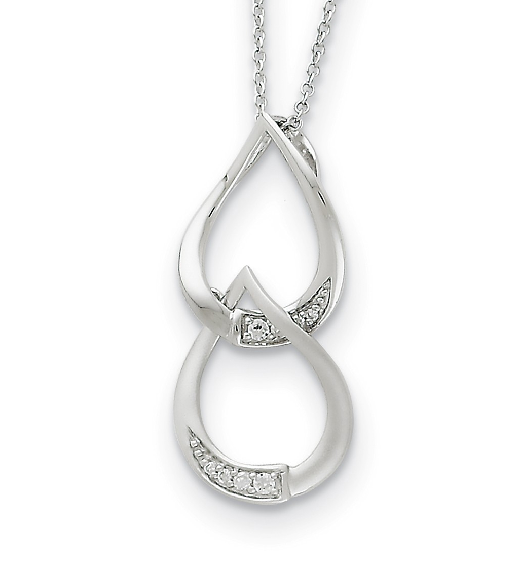 'Tears To Share' CZ Pendant Necklace, Rhodium-Plated Sterling Silver.