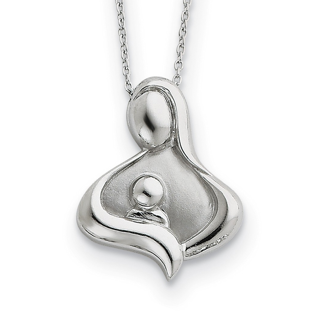 'Maternal Bond' Pendant Necklace, Rhodium-Plated Sterling Silver.