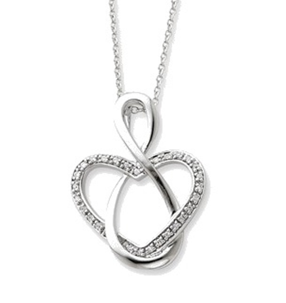 'Lifetime Friend' CZ Pendant Necklace, Rhodium-Plated Sterling Silver.