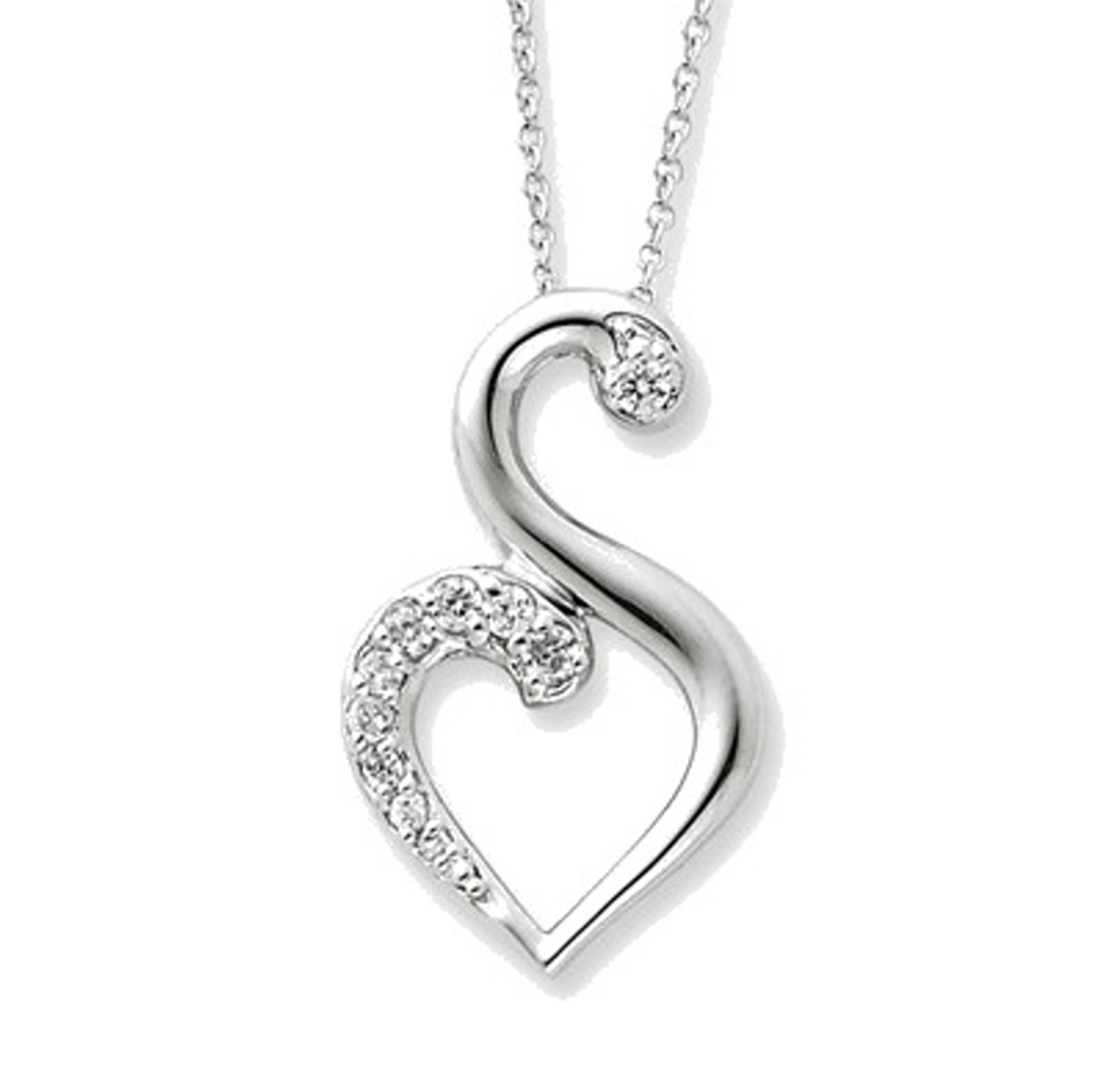 'Journey of Friendship' CZ Pendant Necklace, Rhodium-Plated Sterling Silver.