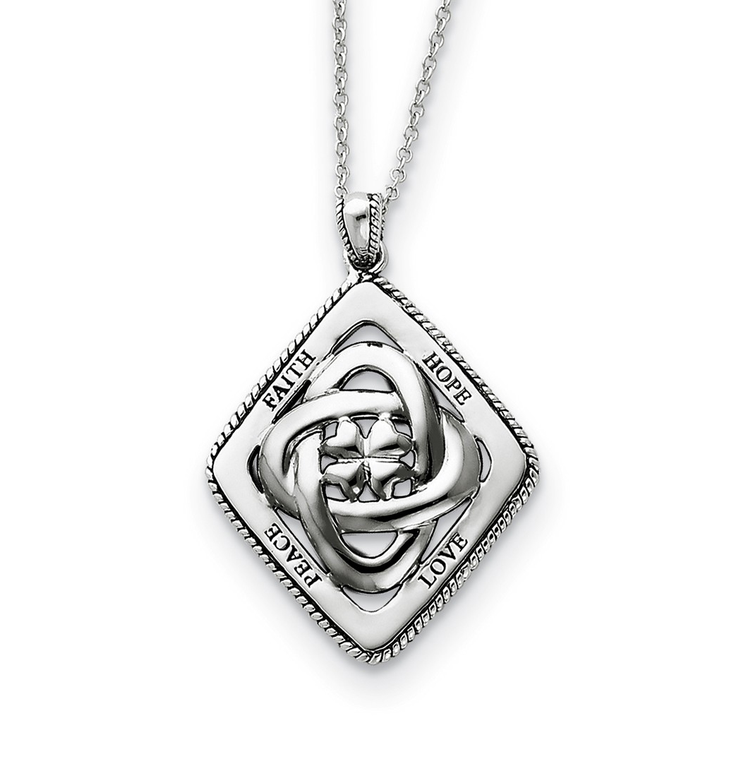 Antiqued Rhodium-Plated Sterling Silver, 'Family Blessings' Pendant Necklace.