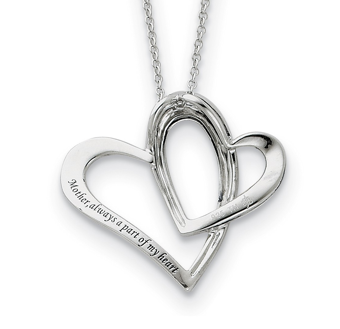 'Mother A Part of My Heart' Pendant Necklace, Rhodium-Plated Sterling Silver.