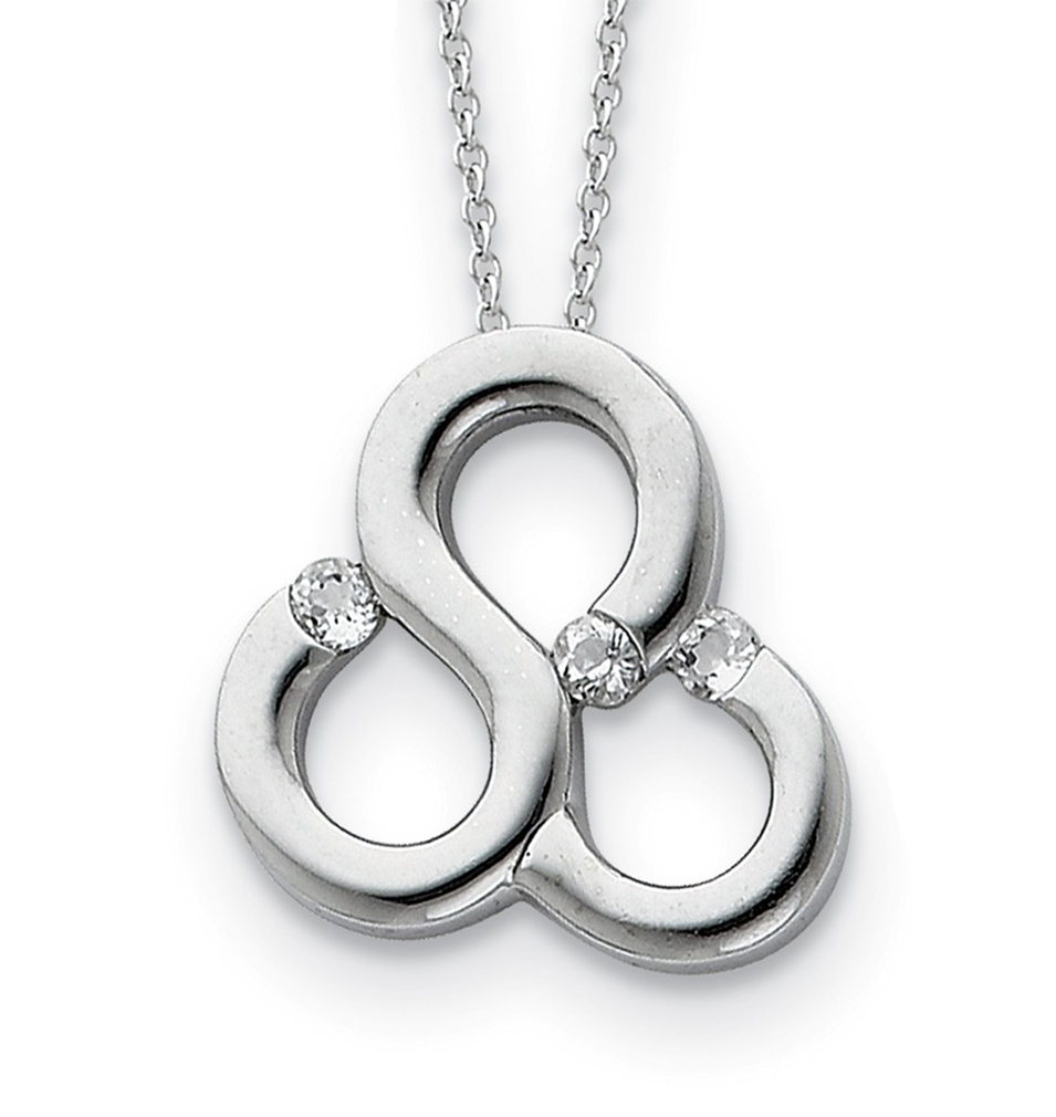'Threefold Blessing' CZ Pendant Necklace, Rhodium-Plated Sterling Silver.