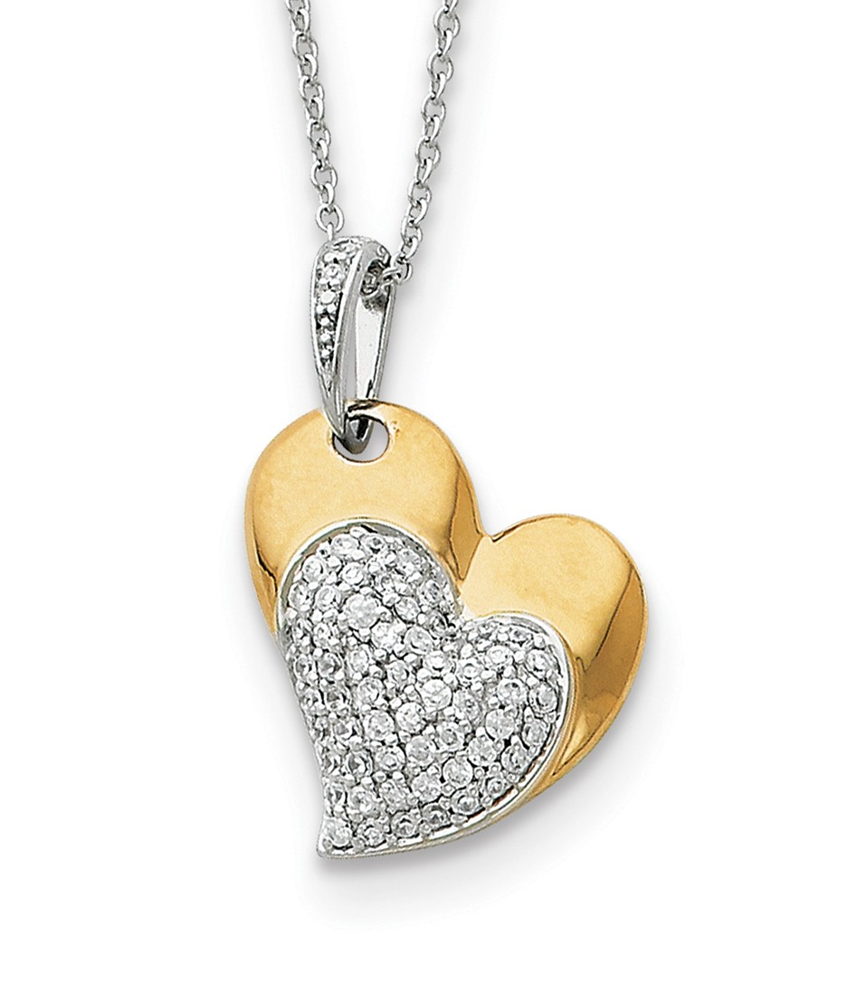 'Blessed Beyond Measure' CZ Pendant Necklace, Gold-Plated and Rhodium-Plated Sterling Silver.