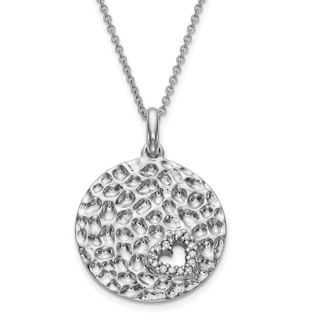'I Wish You Enough' CZ Pendant Necklace, Rhodium-Plated Sterling Silver.