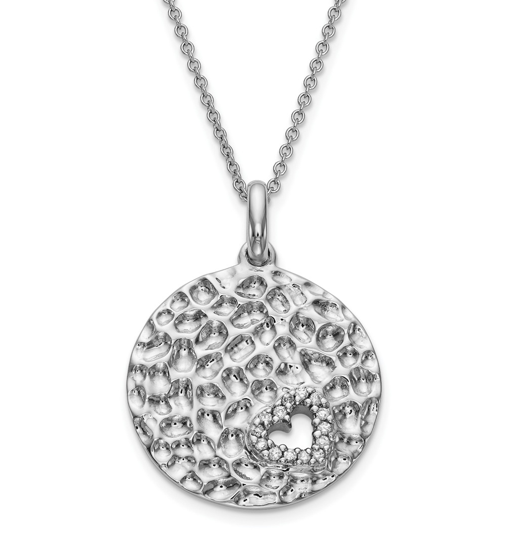 'I Wish You Enough' CZ Pendant Necklace, Rhodium-Plated Sterling Silver.