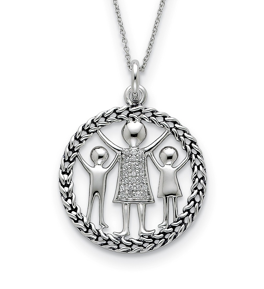  Antiqued Sterling Silver, 'Knitted Together By Love' Rhodium-Plated Pendant Necklace.
