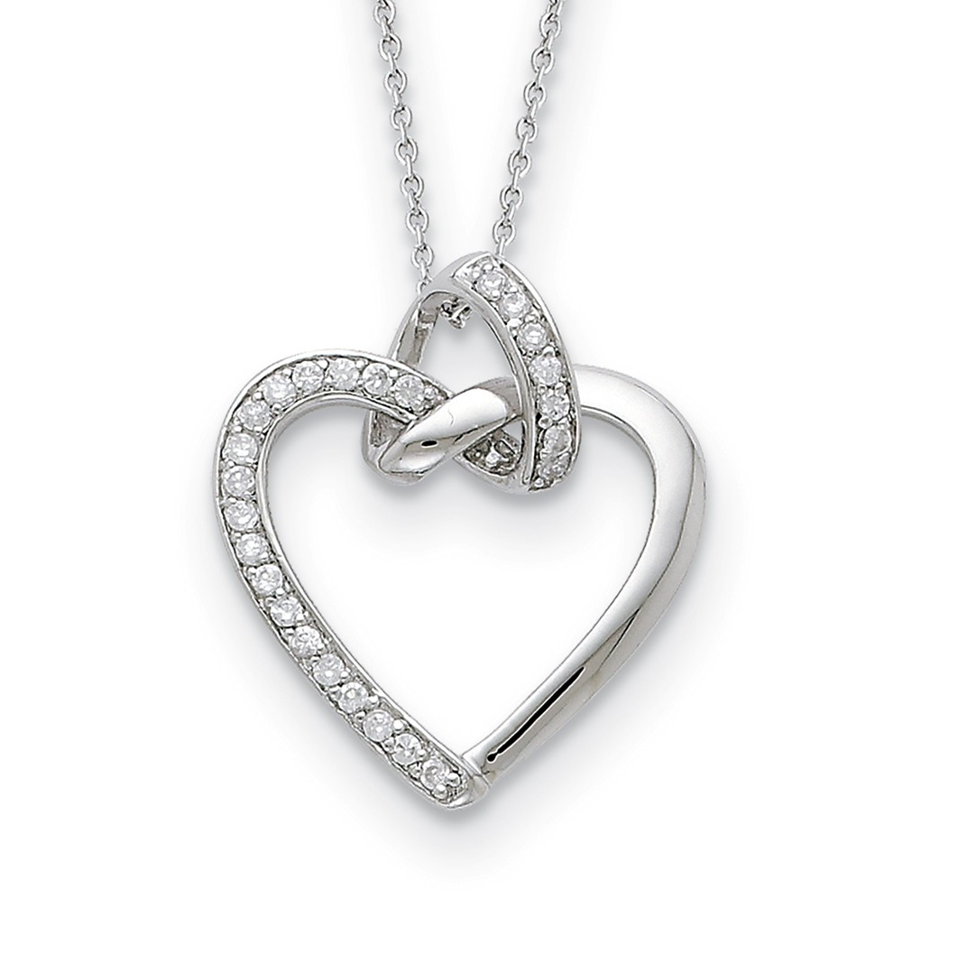  'Friendship Promises' CZ Pendant Necklace, Rhodium-Plated Sterling Silver, 18
