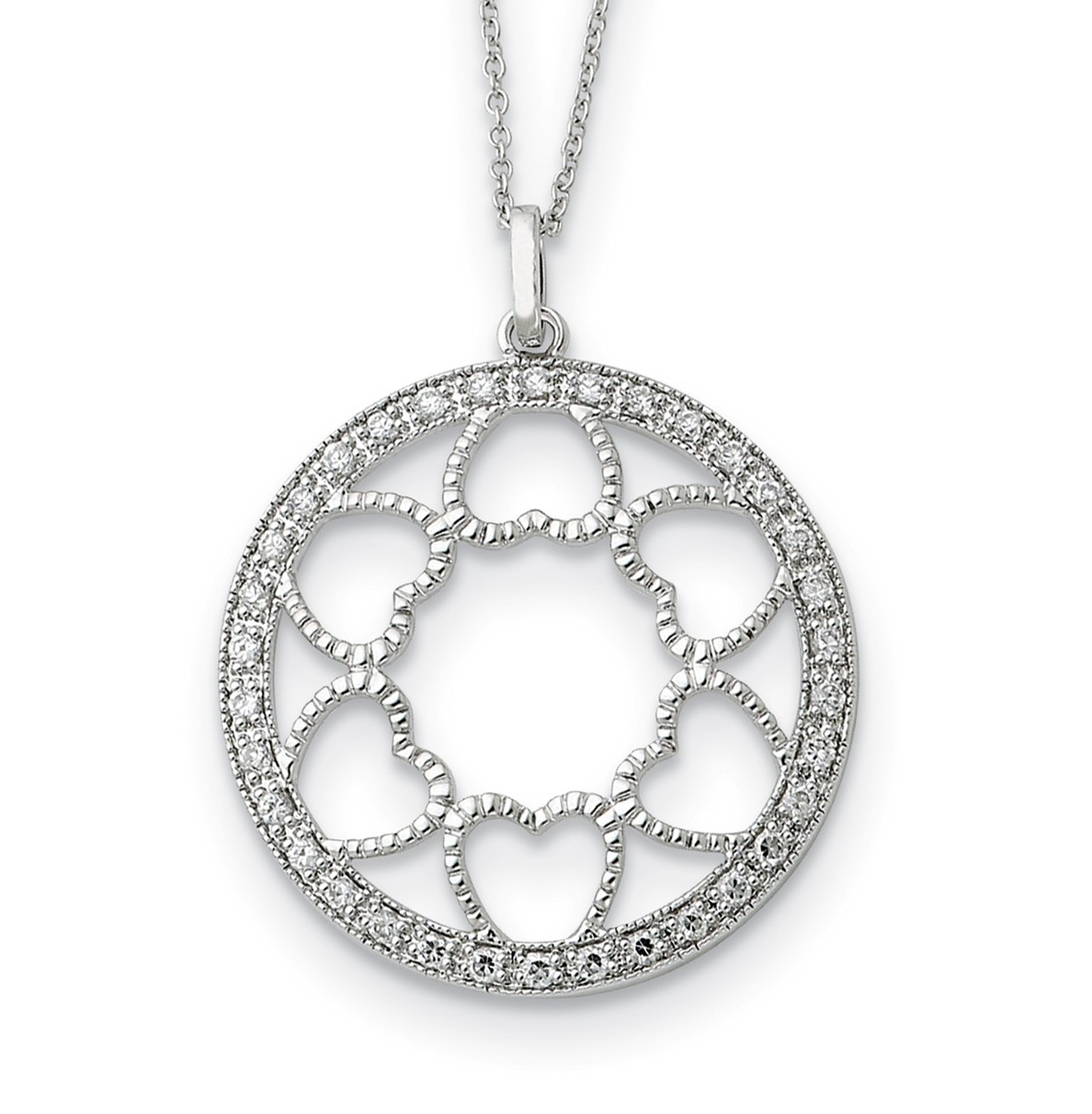 'Fullness of Blessings' CZ Pendant Necklace, Rhodium-Plated Sterling Silver, 18