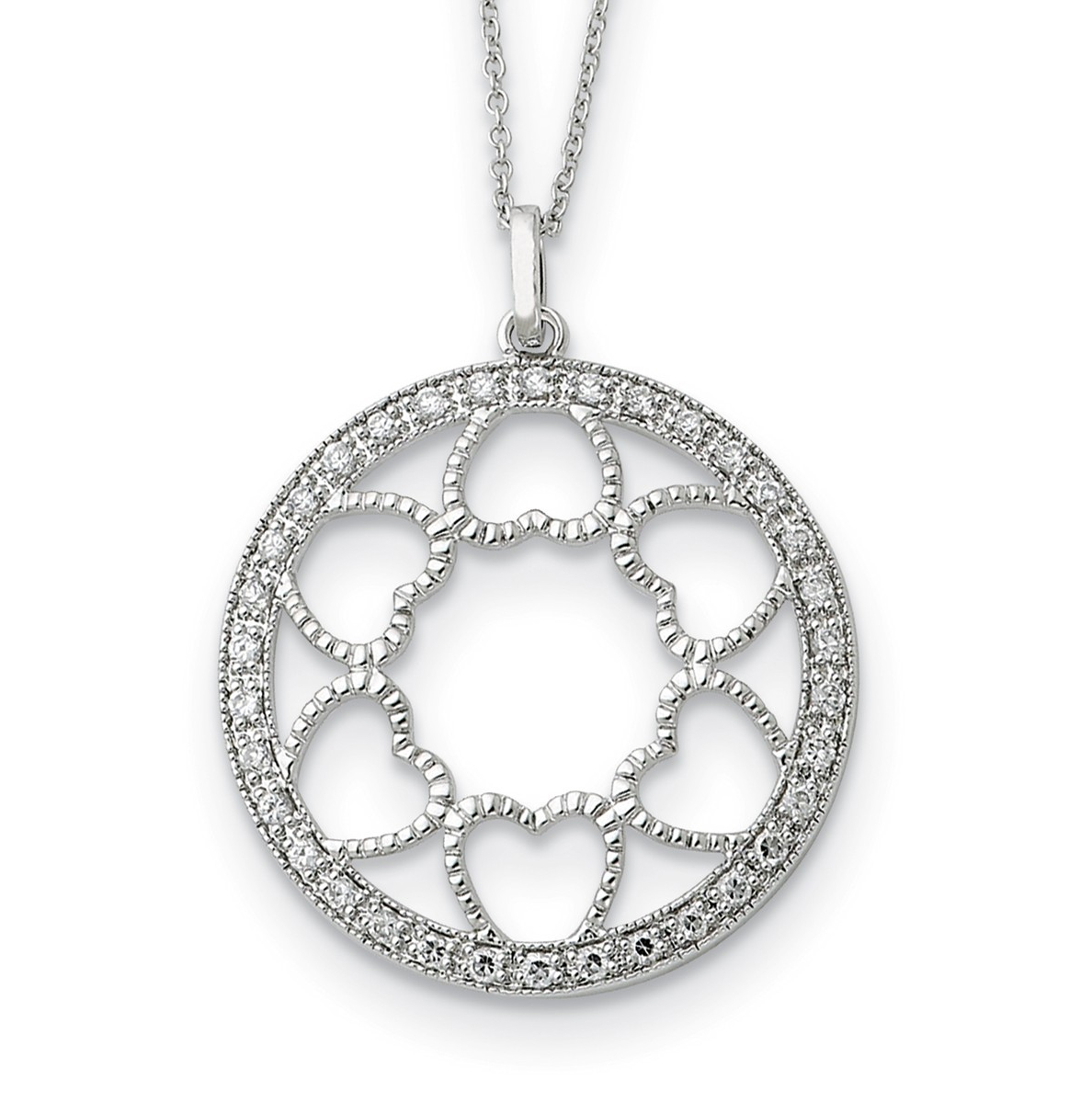 'Fullness of Blessings' CZ Pendant Necklace, Rhodium-Plated Sterling Silver, 18
