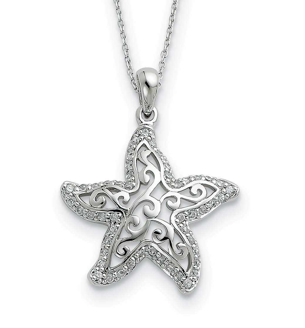 'Make A Difference' CZ Pendant Necklace, Rhodium-Plated Sterling Silver, 14-18