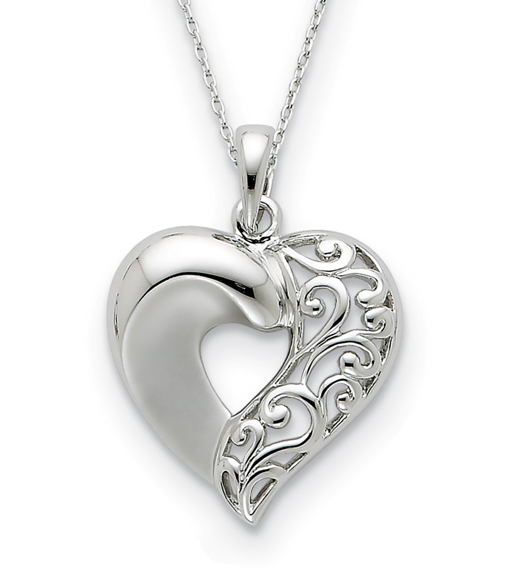 'Close To My Heart' Pendant Necklace, Rhodium-Plated , 18