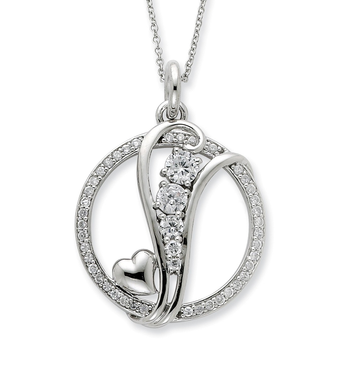 'Journey of Promise' CZ Pendant Necklace, Rhodium-Plated Sterling Silver, 18