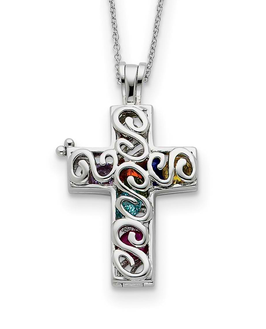 'Promises of The Rainbow' CZ Pendant Necklace, Rhodium-Plated Sterling Silver, 18