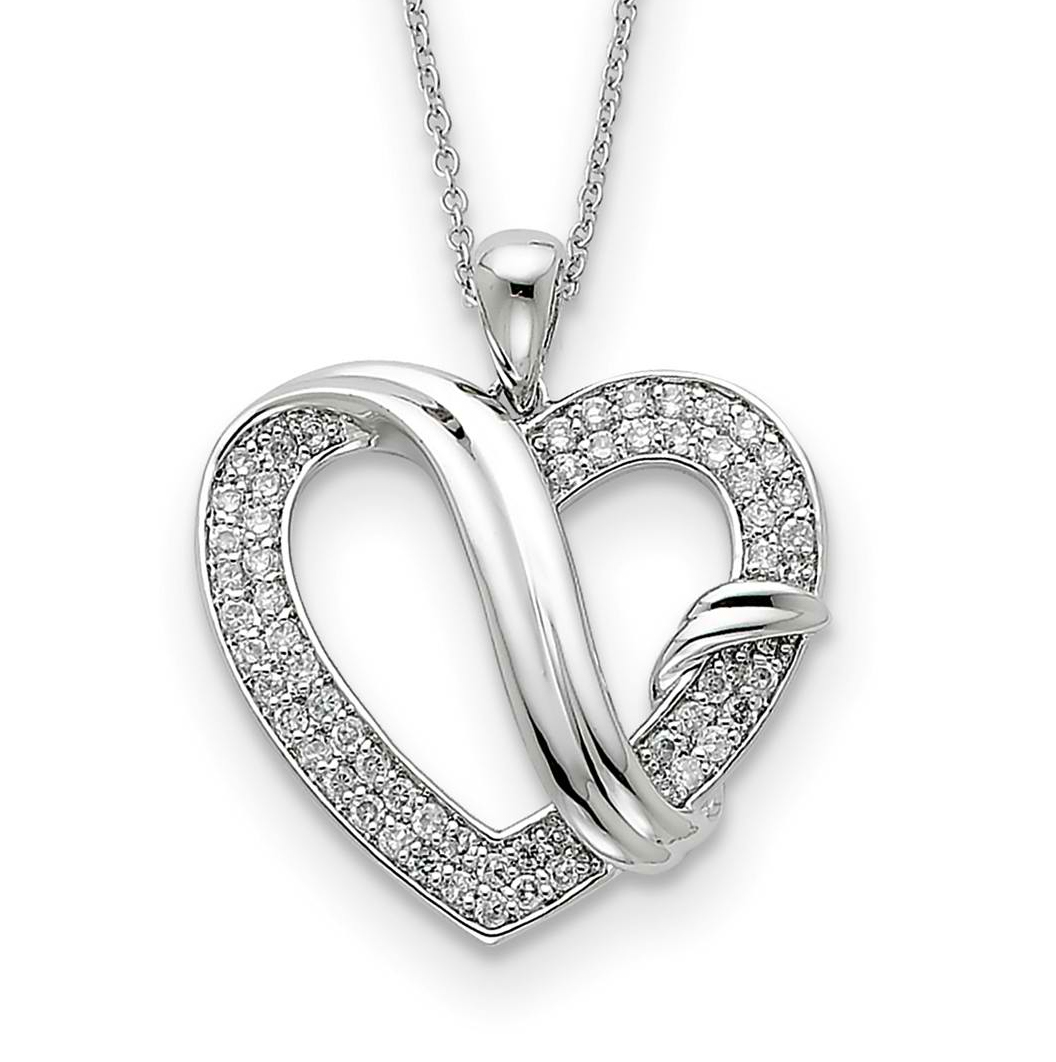  'Forever Grateful' CZ Pendant Necklace, Rhodium-Plated Sterling Silver, 18