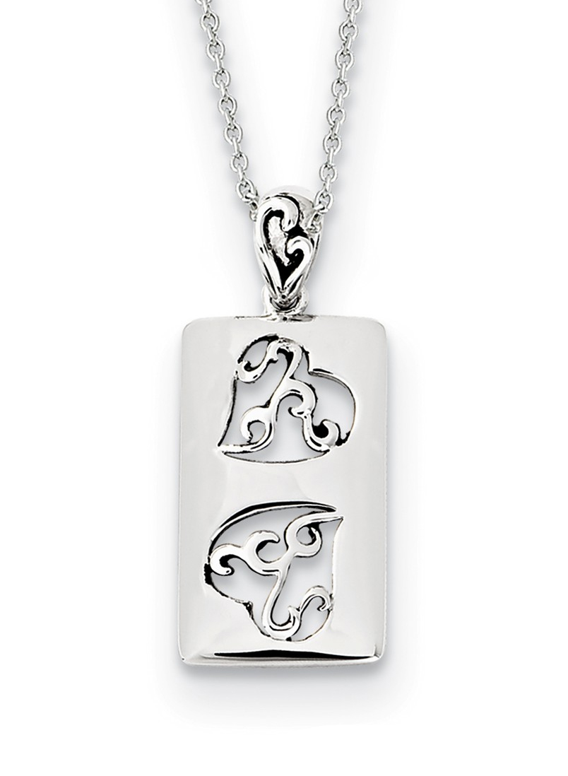   'The Two of Us Girlfriends' Heart Antiqued Pendant Necklace, Rhodium-Plated Sterling Silver, 18