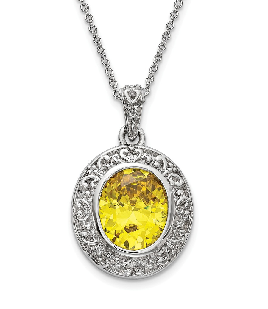   'Old Friends Are Golden' CZ Round Pendant Necklace, Rhodium-Plated Sterling Silver, 18