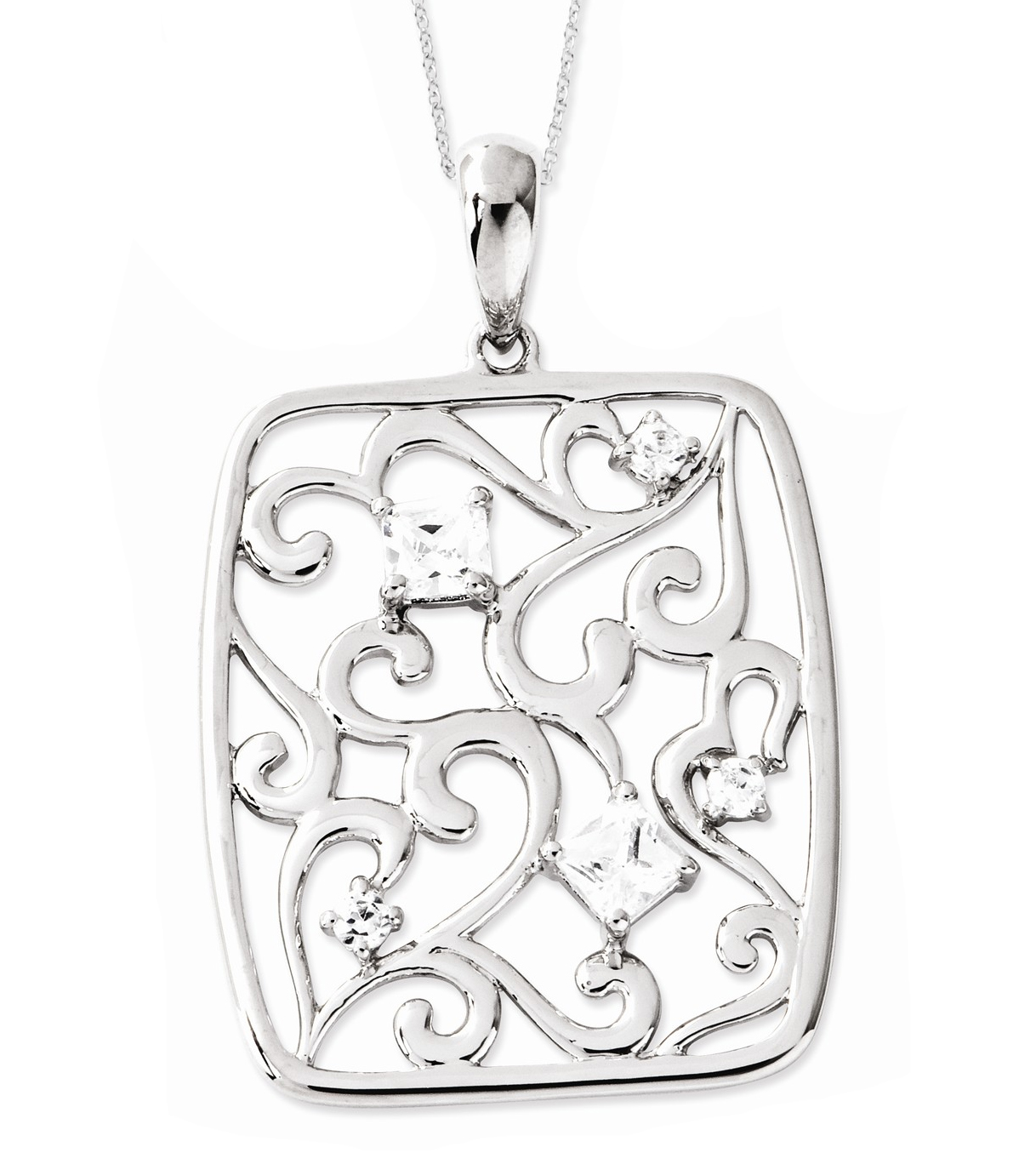   'Secret of Friendship' CZ Pendant Necklace, Rhodium-Plated Sterling Silver, 18