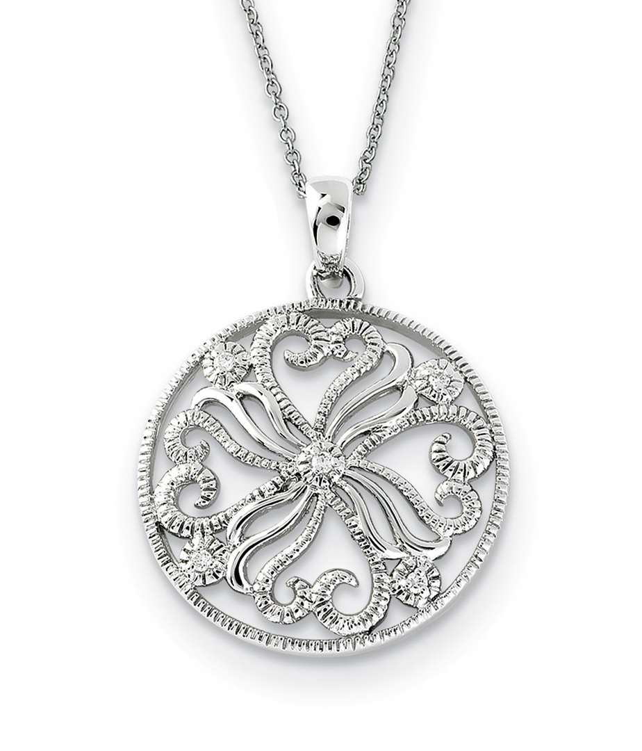   'Kindred Spirit' CZ Swirls Pendant Necklace, Rhodium-Plated Sterling Silver, 18
