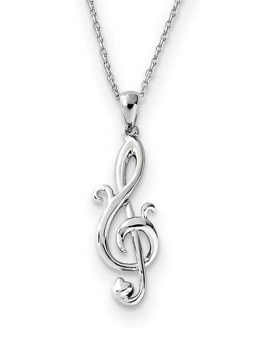   'Love Note' Pendant Necklace, Rhodium-Plated Sterling Silver, 18