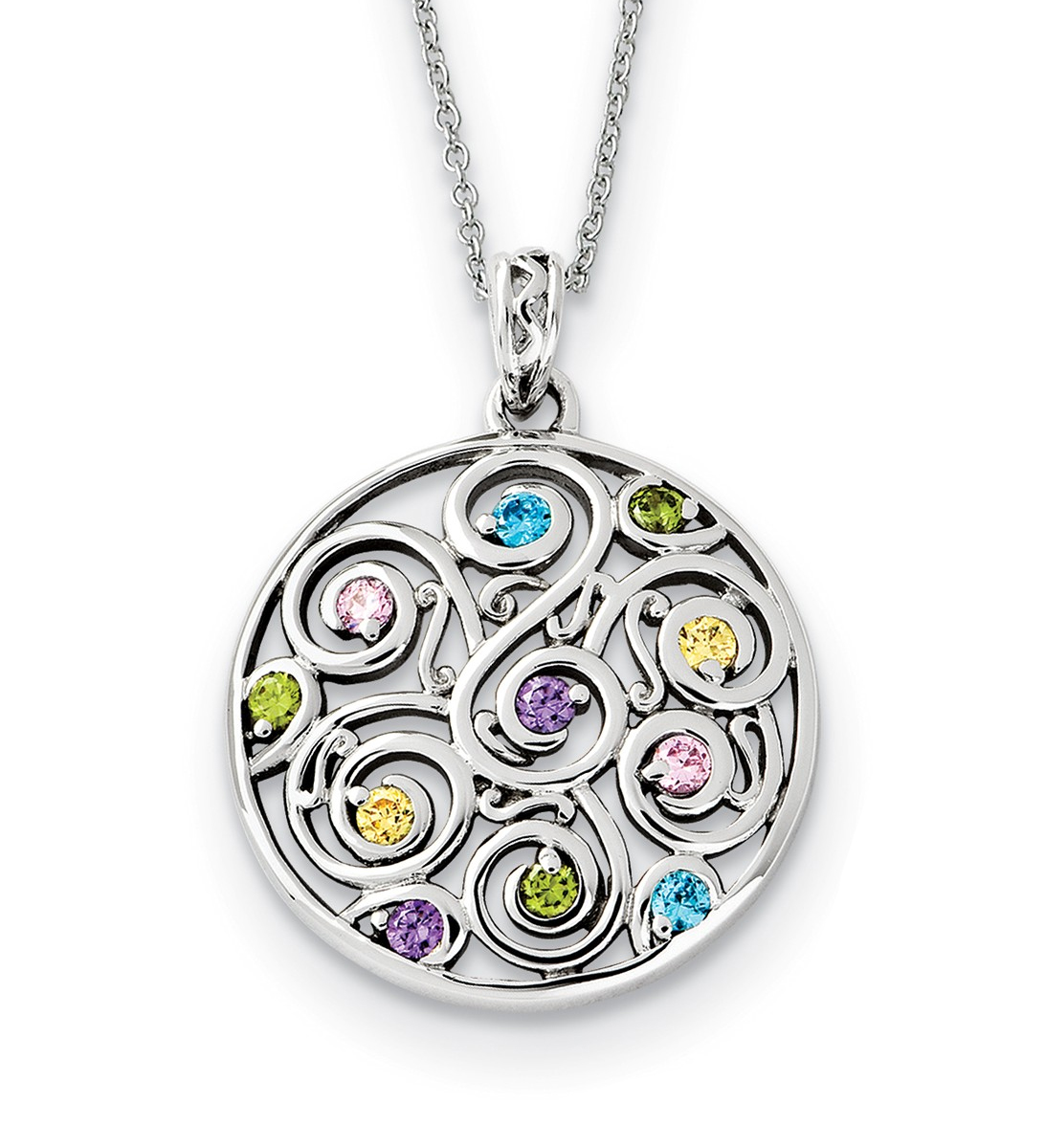   'Kaleidoscope of Wishes' CZ Pendant Necklace, Rhodium-Plated Sterling Silver, 18