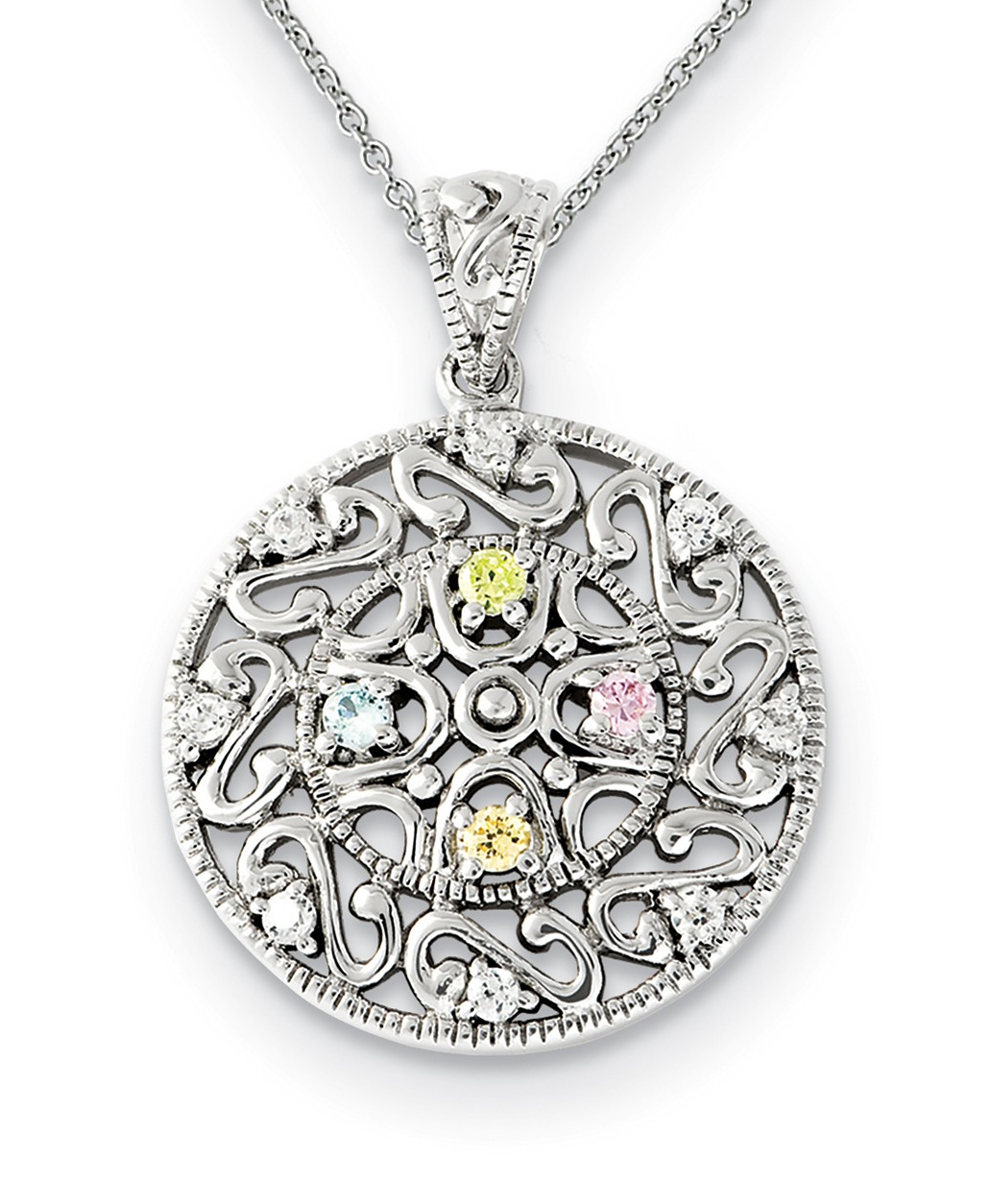  'Bliss' CZ Pendant Necklace, Rhodium-Plated Sterling Silver, 18