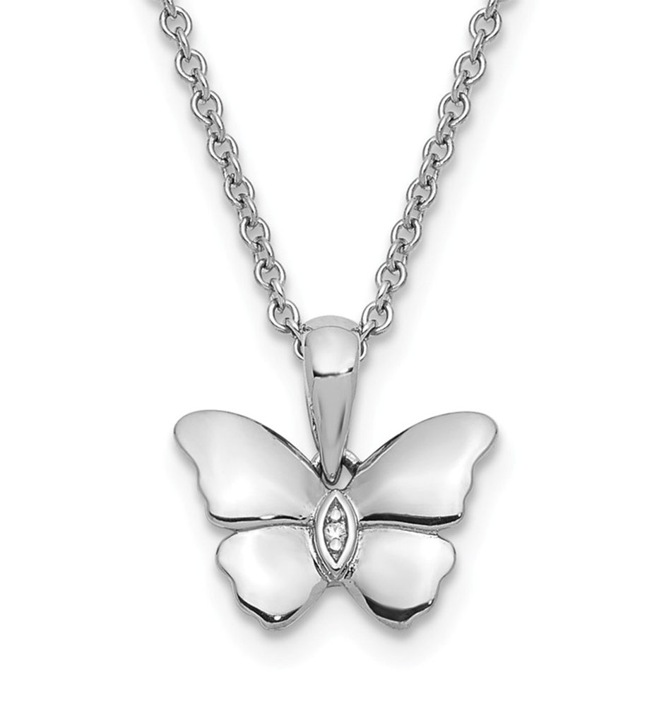 'Once In A Lifetime' CZ Pendant Necklace, Rhodium-Plated Sterling Silver.