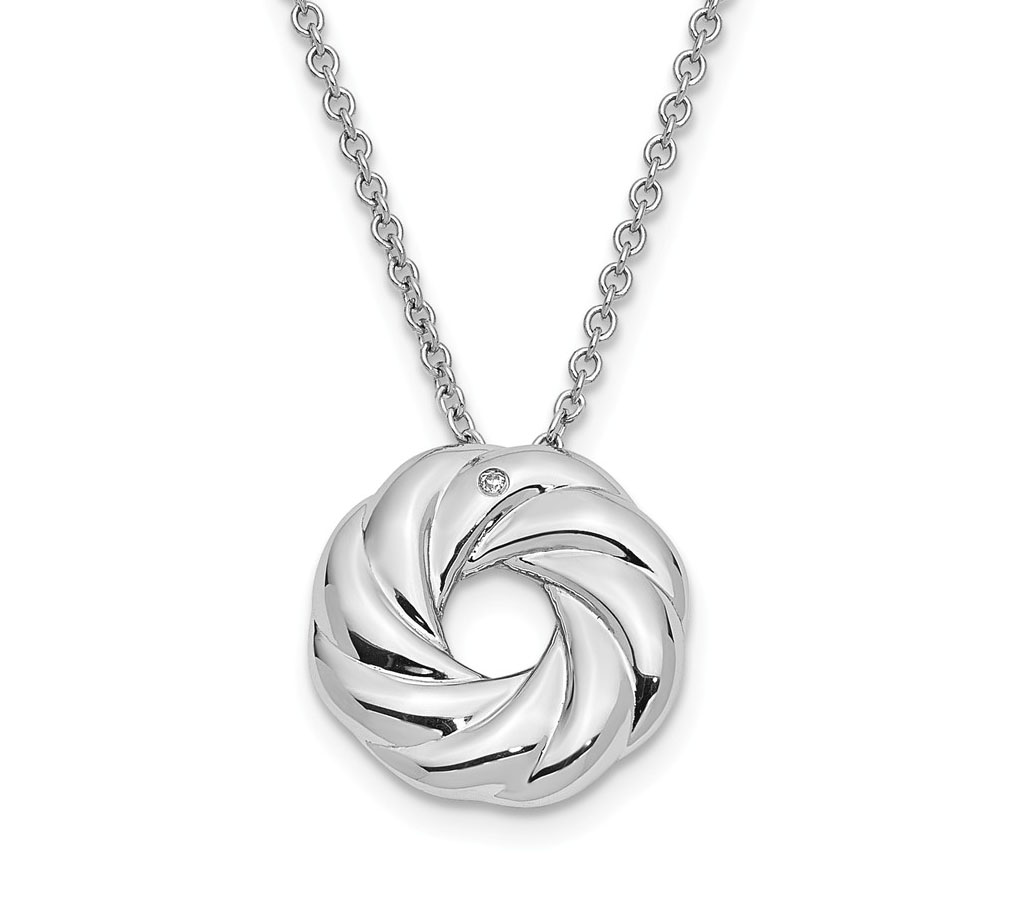 Girl's CZ 'Sparkle and Shine' Pendant Necklace, Rhodium-Plated Sterling Silver, Adjustable 14-18.